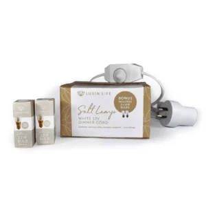 Salt Lamp Cord 12v - Premium - Peewee - White Dimmer & 2 Bulbs Pack